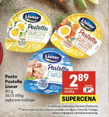 Pasta z tuńczykiem Pastella Lisner promocja w Delikatesy Centrum