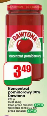 Koncentrat pomidorowy 30% Dawtona promocja w Dino