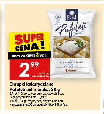 Chrupki kukurydziane Pufuleti sól morska promocja w Twój Market