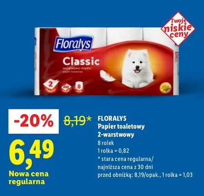 Papier toaletowy 2-warstwowy, 8 rolek promocja w Lidl