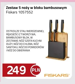 Zestaw 5 noży w bloku bambusowym Fiskars 1057552 promocja w kakto.pl