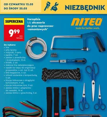 Narzędzia lub akcesoria do prac naprawczo-remontowych, różne rodzaje promocja w Biedronka