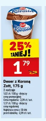 Deser z Koroną Zott 175g promocja w Twój Market