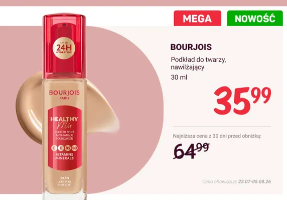 Podkład do twarzy nawilżający Bourjois Healthy Mix promocja w Rossmann