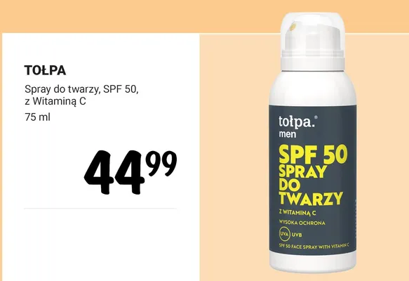 Spray do twarzy SPF 50 z Witaminą C tołpa. men promocja w Rossmann