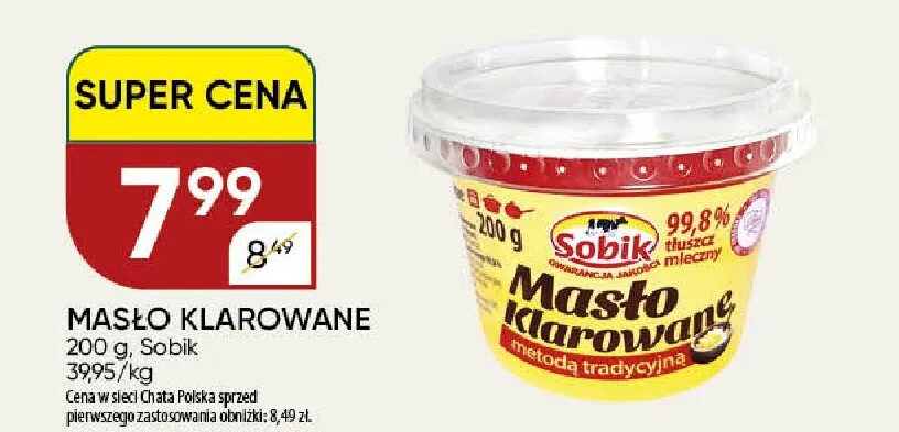 Masło klarowane Sobik promocja w Chata Polska