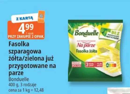 Fasolka szparagowa żółta/zielona już przygotowane na parze promocja w Leclerc