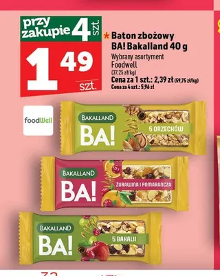 Baton zbożowy BA! 5 orzechów Bakalland promocja w TOPAZ
