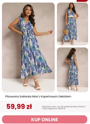 Sukienka plisowana maxi z kopertowym dekoltem Renee promocja w Renee