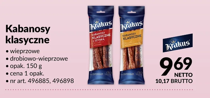 Kabanosy klasyczne wieprzowe Krakus promocja w Makro