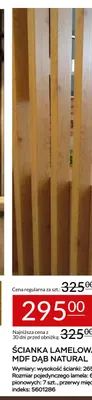 Ścianka lamelowa MDF dąb naturalny promocja w Abra Meble