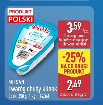 Twaróg chudy klinek Milsani promocja w Aldi