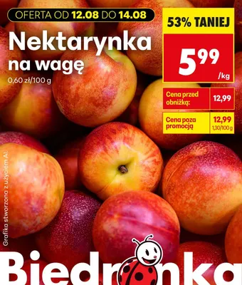 Nektarynka na wagę promocja w Biedronka