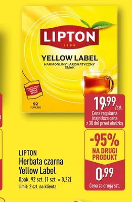 Herbata czarna Lipton Yellow Label promocja w Aldi