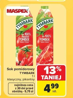Sok pomidorowy Tymbark klasyczny promocja w Carrefour