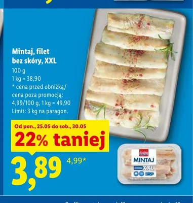 Mintaj filet bez skóry XXL promocja w Lidl