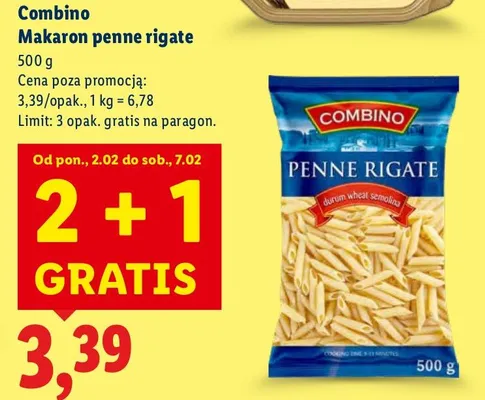 Makaron penne rigate Combino promocja w Lidl