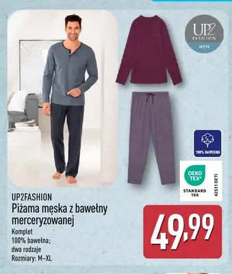 Piżama męska z bawełny merceryzowanej Up2fashion promocja w Aldi