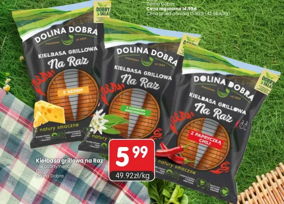 Kiełbasa grillowa Na Raz z czosnkiem niedźwiedzim Dolina Dobra promocja w Market Point