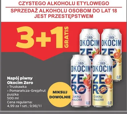 Napój piwny Okocim Zero Truskawka puszka promocja w Netto