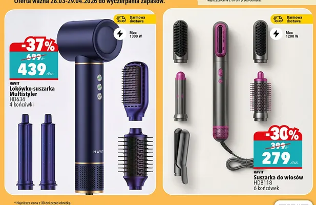 Lokówko-suszarka Multistyler HD634 4 końcówki promocja w Biedronka