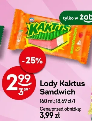 Lody Kaktus Sandwich promocja w Żabka