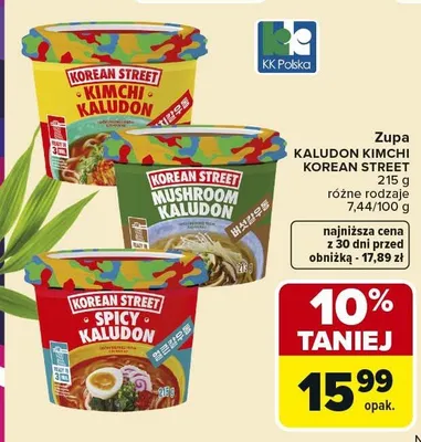Zupa Kaludon Kimchi Korean Street różne rodzaje promocja w Carrefour