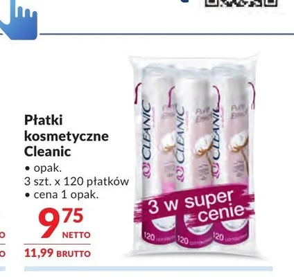 Płatki kosmetyczne Cleanic 3-pak promocja w Makro