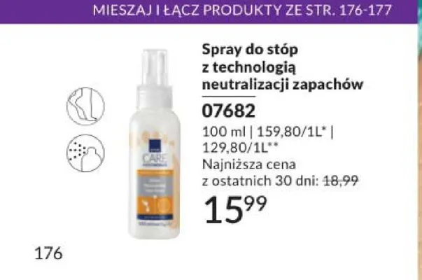 Spray do stóp Avon Care Footworks z technologią neutralizacji zapachów promocja w AVON