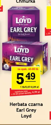 Herbata czarna Loyd Earl Grey Lemon promocja w Gram Market