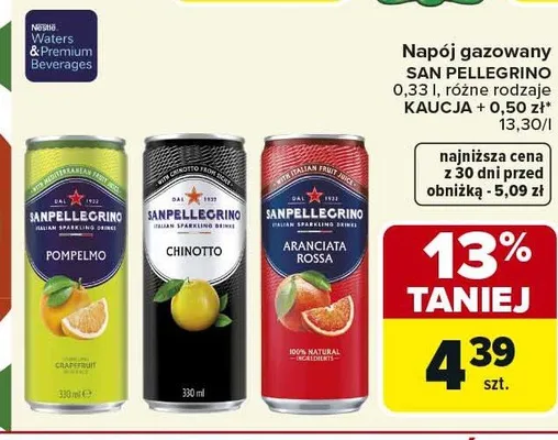 Napój gazowany SAN PELLEGRINO promocja w Carrefour