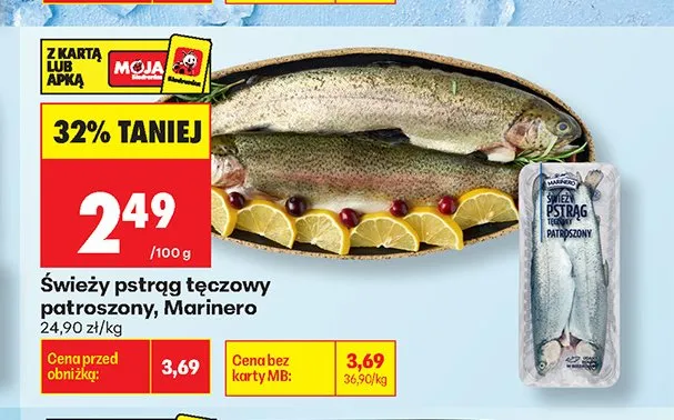 Świeży pstrąg tęczowy patroszony Marinero promocja w Biedronka