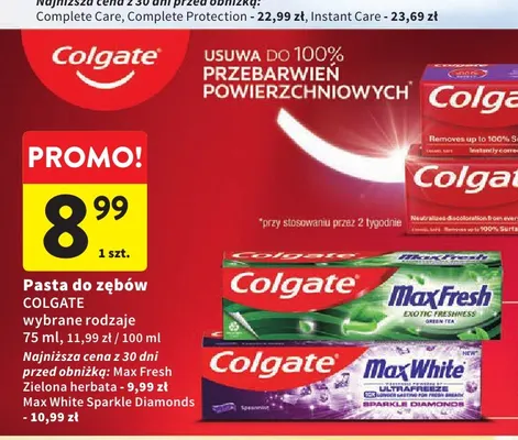 Pasta do zębów Colgate Max Fresh Exotic Freshness Green Tea promocja w Intermarche