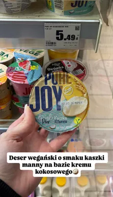 Deser wegański o smaku kaszki manny na bazie kremu kokosowego promocja w Intermarche