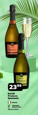 Wino musujące półwytrawne Borelli Prosecco Spumante promocja w Netto