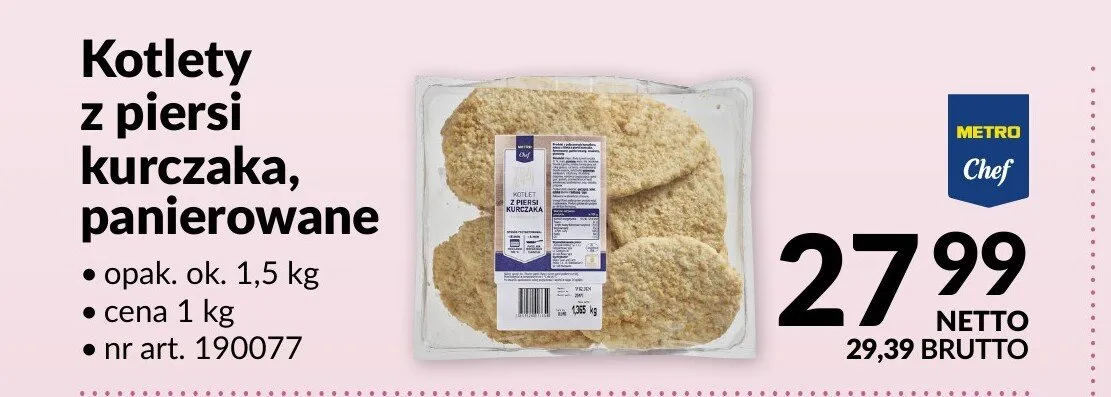 Kotlety z piersi kurczaka panierowane Metro Chef promocja w Makro