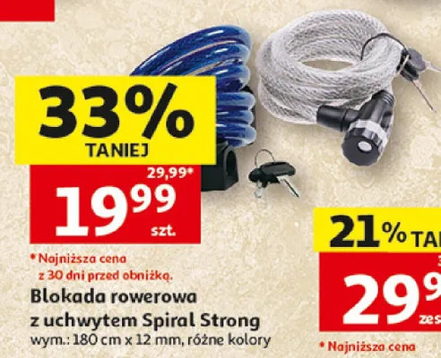 Blokada rowerowa z uchwytem Spiral Strong 180cmx12mm promocja w Auchan