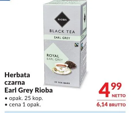 Herbata czarna Earl Grey Rioba promocja w Makro