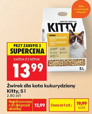 Żwirek dla kota kukurydziany promocja w Biedronka
