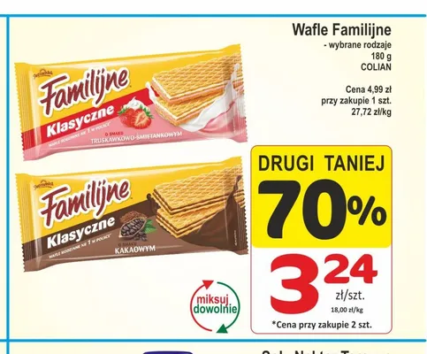 Wafle Familijne Klasyczne truskawkowo-śmietankowe promocja w Marketvita