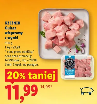 Gulasz wieprzowy z szynki promocja w Lidl