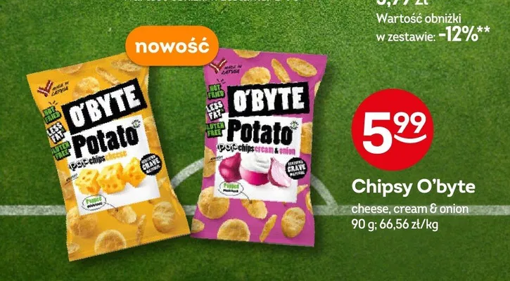 Chipsy ziemniaczane O'byte cream & onion promocja w Żabka