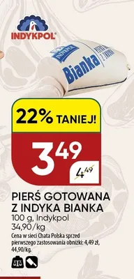 Pierś gotowana z indyka Bianka Indykpol promocja w Chata Polska