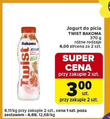 Jogurt do picia twist bakoma promocja w Carrefour Express