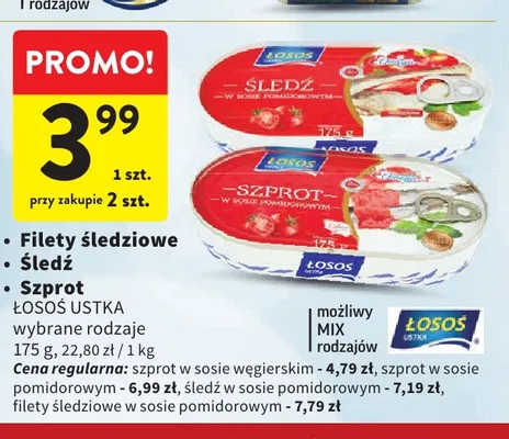 Szprot w sosie pomidorowym Łosoś Ustka promocja w Intermarche