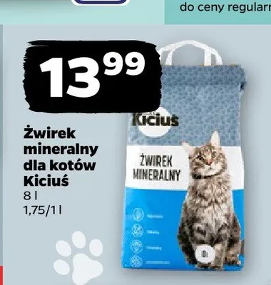 Żwirek mineralny dla kotów Kiciuś promocja w Netto