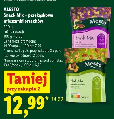 Snack Mix przekąskowe mieszanki orzechów Alesto promocja w Lidl