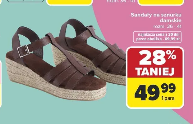 Sandały na sznurku damskie rozm. 36 - 41 promocja w Carrefour