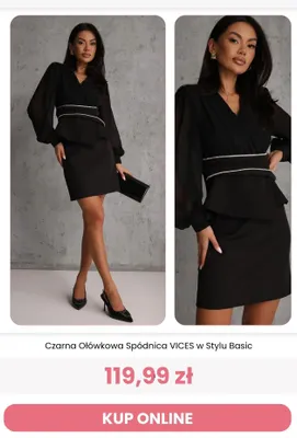 Czarna ołówkowa spódnica VICES w stylu basic promocja w Renee