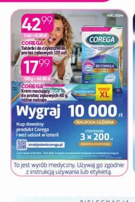 Krem mocujący do protez zębowych Corega promocja w Drogerie Koliber